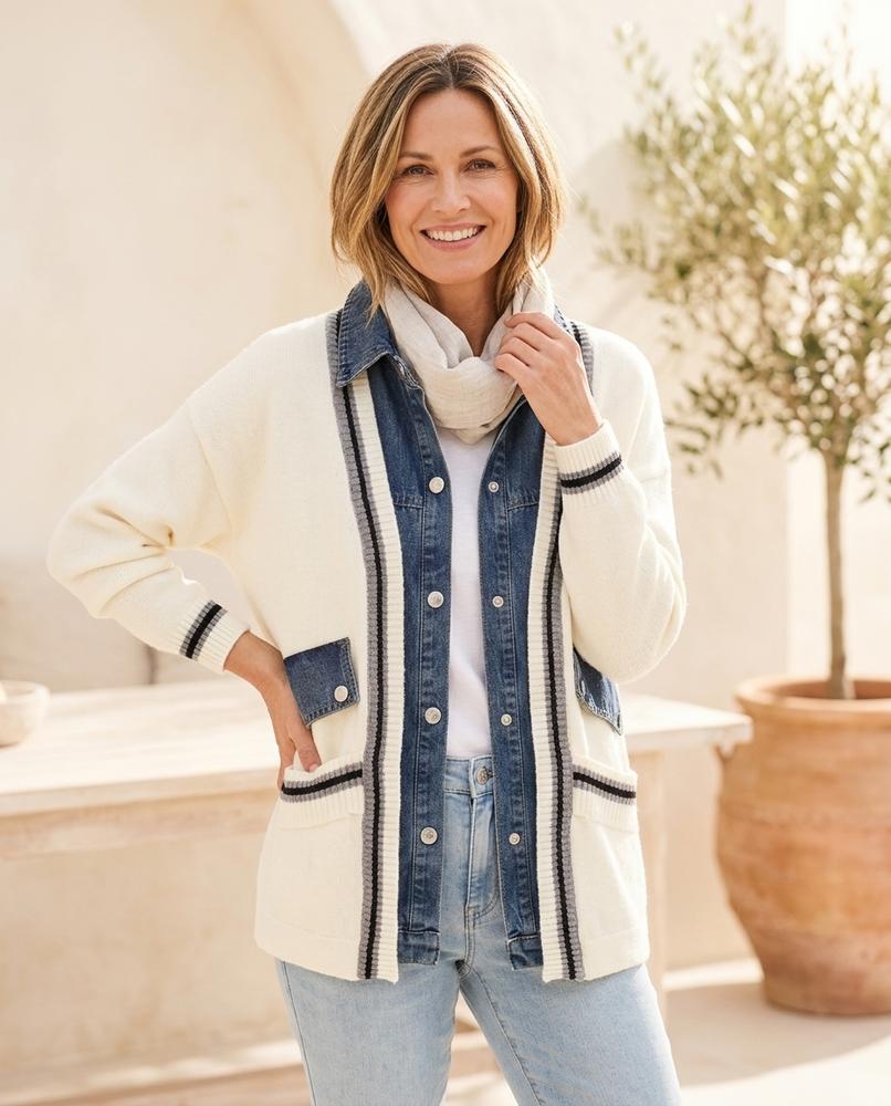 Witt Mode - Nosil | Ouvert À Détails Contrastants Cardigan en maille Femmes