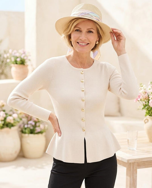 Witt Mode - Arvin | Boutonné Péplum Cardigan Femmes